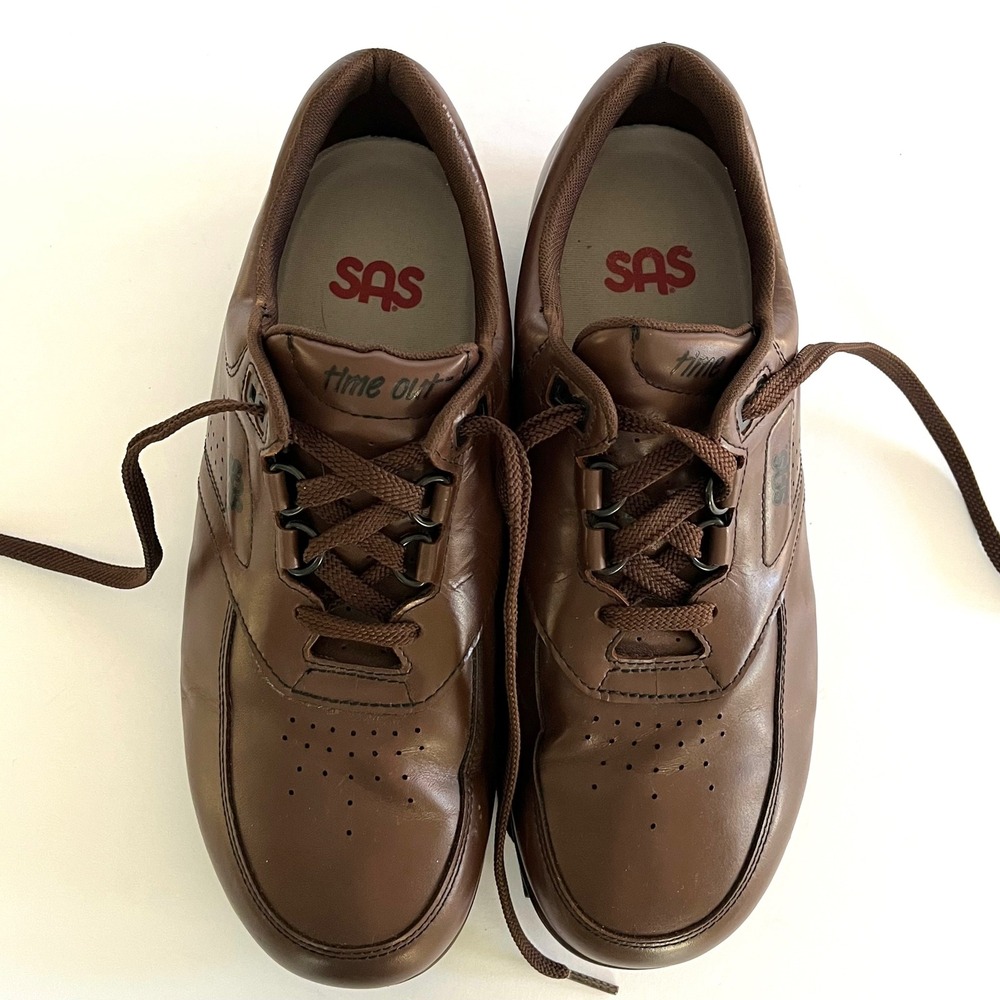 SAS Time Out Men's Walking Shoes Brown Leather Lace Up Comfort Sneakers 8.5 M - Picture 7 of 10